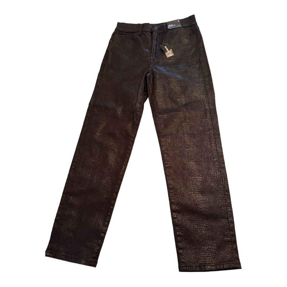 Express NWT Black Snake print Super High Rise Mom Jeans 4